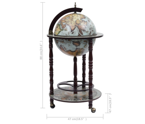 vidaXL vīna pudeļu turētājs, glubusa forma, eikalipta koks, zils