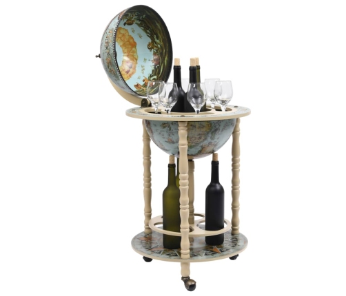 vidaXL vīna pudeļu turētājs, glubusa forma, eikalipta koks, zils