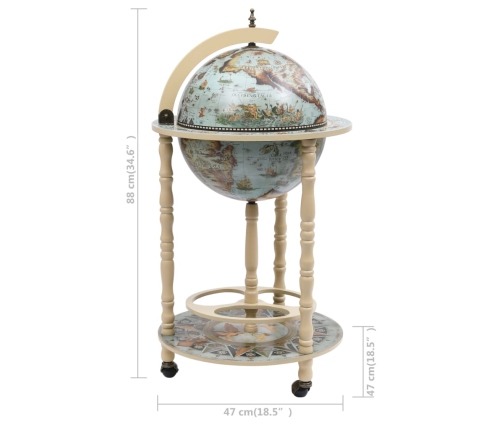 vidaXL vīna pudeļu turētājs, glubusa forma, eikalipta koks, zils