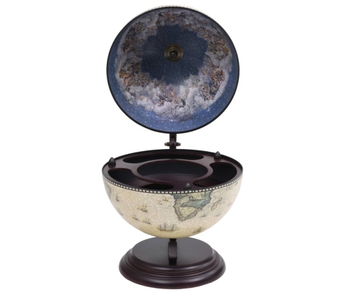 vidaXL vīna pudeļu turētājs, galda bārs, globusa forma, eikalipta koks