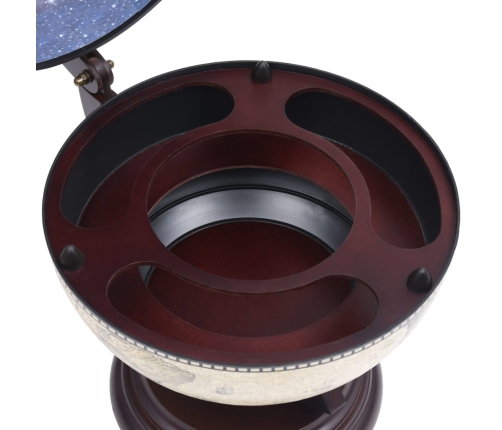 vidaXL vīna pudeļu turētājs, galda bārs, globusa forma, eikalipta koks