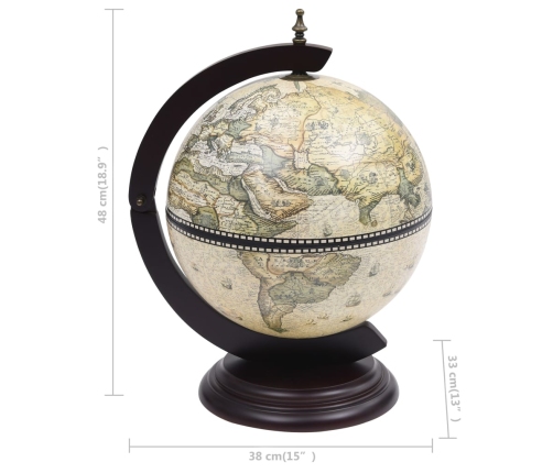 vidaXL vīna pudeļu turētājs, galda bārs, globusa forma, eikalipta koks