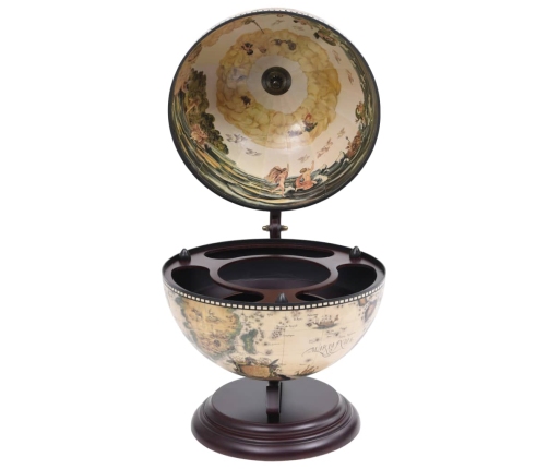 vidaXL vīna pudeļu turētājs, galda bārs, globusa forma, eikalipta koks