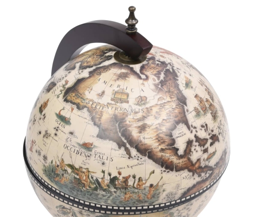 vidaXL vīna pudeļu turētājs, galda bārs, globusa forma, eikalipta koks