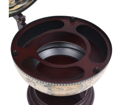 vidaXL vīna pudeļu turētājs, galda bārs, globusa forma, eikalipta koks