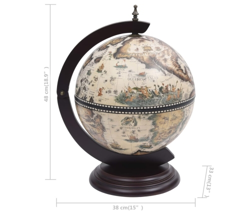 vidaXL vīna pudeļu turētājs, galda bārs, globusa forma, eikalipta koks