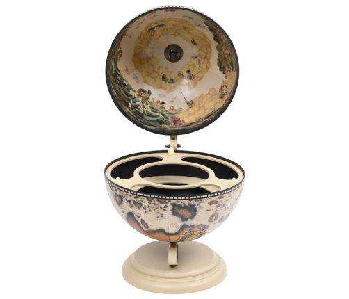 vidaXL vīna pudeļu turētājs, galda bārs, globusa forma, eikalipta koks