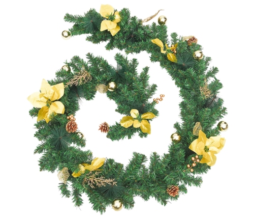 vidaXL Ziemassvētku vītne ar LED lampiņām, 2,7 m, zaļa, PVC