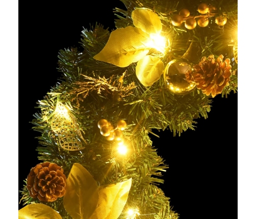 vidaXL Ziemassvētku vītne ar LED lampiņām, 2,7 m, zaļa, PVC