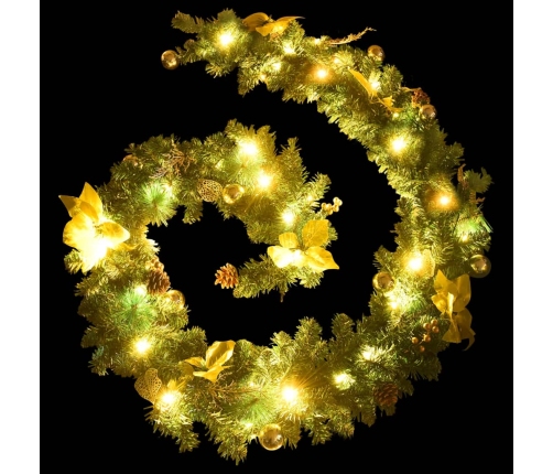 vidaXL Ziemassvētku vītne ar LED lampiņām, 2,7 m, zaļa, PVC