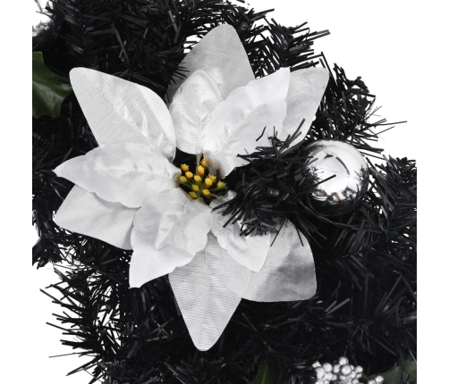 Ziemassvētku Vainags Ar Led Lampiņām, Melns, 60 Cm, Pvc Vidaxl