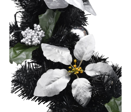 Ziemassvētku Vainags Ar Led Lampiņām, Melns, 60 Cm, Pvc Vidaxl