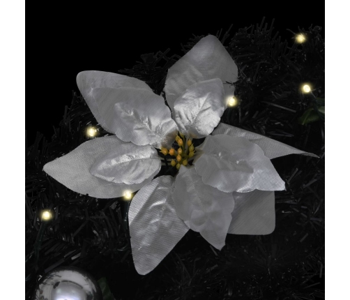 Ziemassvētku Vainags Ar Led Lampiņām, Melns, 60 Cm, Pvc Vidaxl