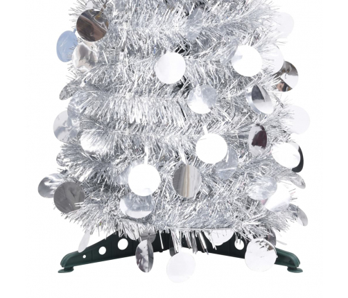 vidaXL mākslīgā Ziemassvētku egle, saliekama, sudrabaina, 150 cm, PET