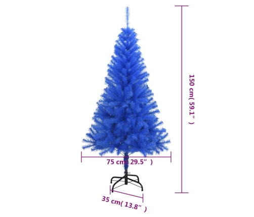 vidaXL mākslīgā Ziemassvētku egle ar statīvu, zila, 150 cm, PVC