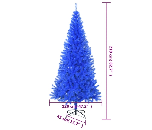 vidaXL mākslīgā Ziemassvētku egle ar statīvu, zila, 210 cm, PVC