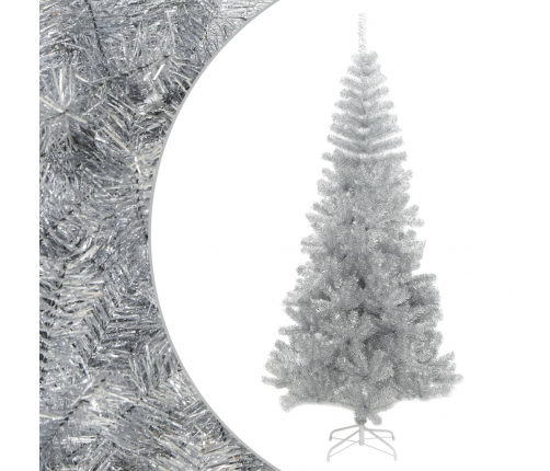 Mākslīgā Ziemassvētku Egle Ar Statīvu, 180 Cm, Sudrabaina, Pet Vidaxl