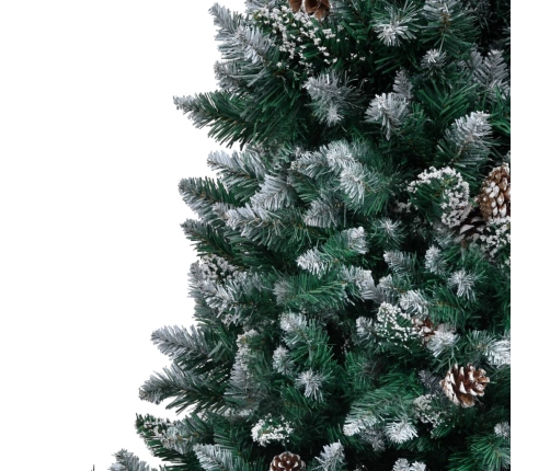 vidaXL mākslīgā Ziemassvētku egle, čiekuri, balts sniegs, 240 cm