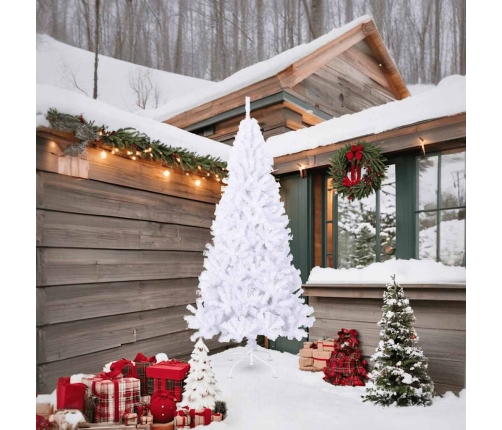 vidaXL mākslīgā Ziemassvētku egle, biezi zari, balta, 210 cm, PVC