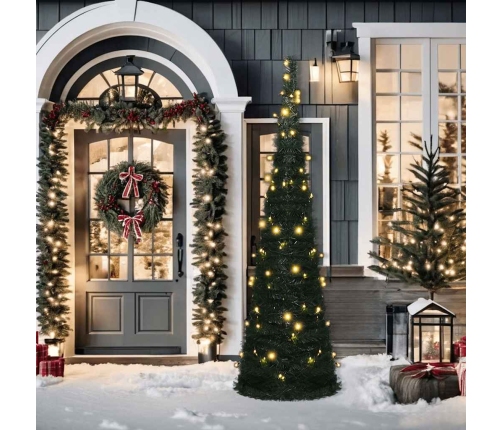 vidaXL izgaismota mākslīgā Ziemassvētku egle, saliekama, zaļa, 150 cm