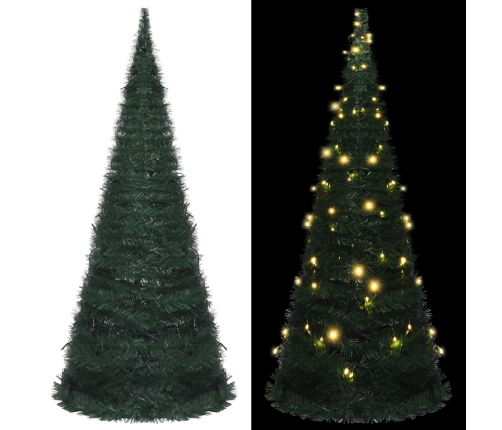 vidaXL izgaismota mākslīgā Ziemassvētku egle, saliekama, zaļa, 210 cm