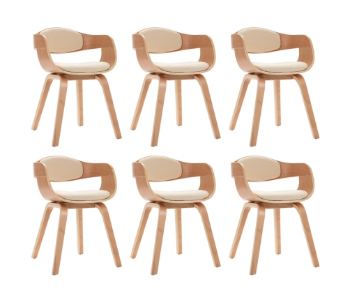 vidaXL virtuves krēsli, 6 gab., liekts koks un mākslīgā āda