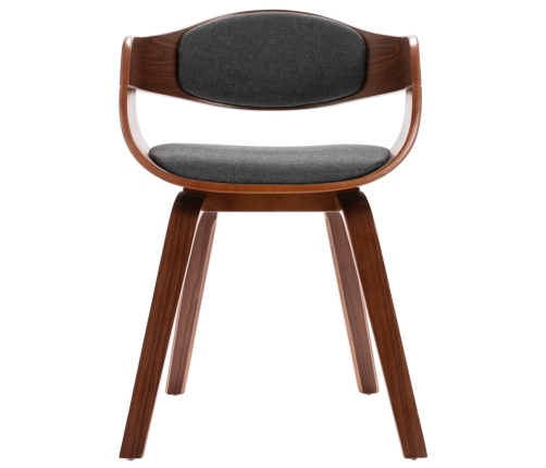 vidaXL virtuves krēsli, 4 gab., liekts koks un pelēks audums