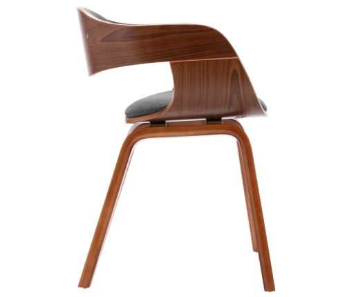 vidaXL virtuves krēsli, 4 gab., liekts koks un pelēks audums