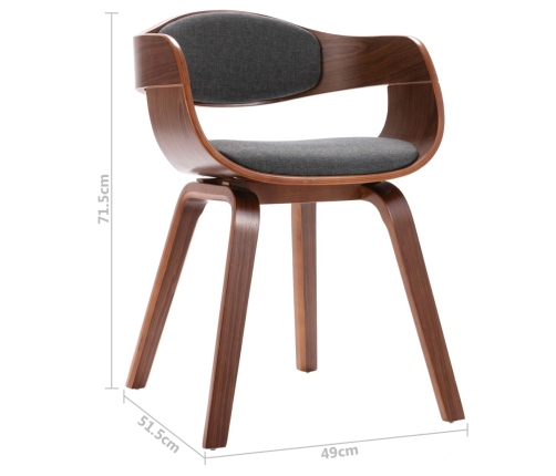 vidaXL virtuves krēsli, 6 gab., pelēki, liekts koks un audums