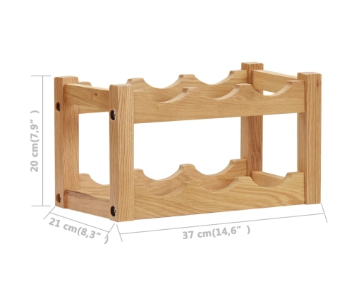 vidaXL vīna pudeļu plaukts 6 pudelēm, 37x21x21 cm, ozola masīvkoks