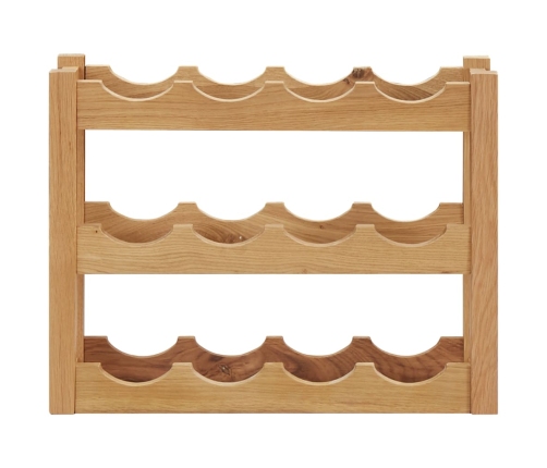 vidaXL vīna pudeļu plaukts 12 pudelēm, 47x21x36 cm, ozola masīvkoks