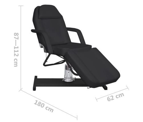 vidaXL masāžas galds, melns, 180x62x(87-112) cm