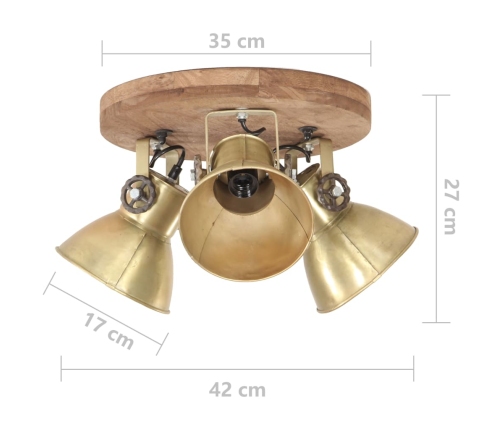 vidaXL griestu lampa, industriāls dizains, misiņa krāsā, 42x27 cm, E27