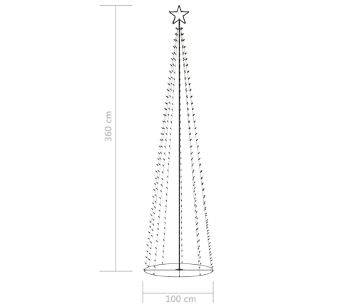 vidaXL Ziemassvētku egle, 400 krāsainas LED lampiņas, 100x360 cm