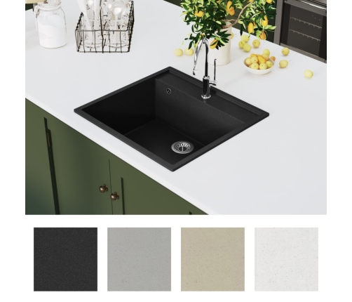 Virtuves Izlietne Ar Noteci, Melns Granīts Vidaxl