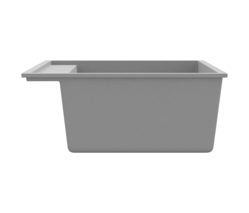 vidaXL virtuves izlietne ar noteci, pelēks granīts