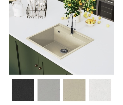 Virtuves Izlietne Ar Noteci, Bēšs Granīts Vidaxl