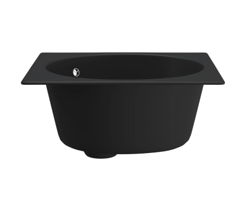 vidaXL virtuves izlietne ar noteci, melns granīts