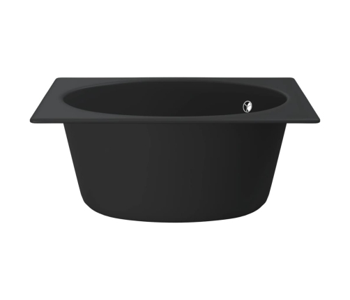 vidaXL virtuves izlietne ar noteci, melns granīts