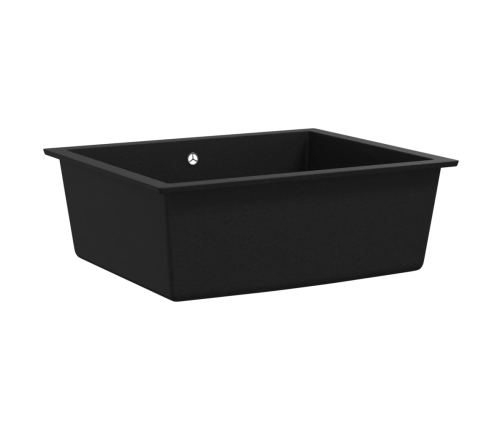 vidaXL virtuves izlietne ar noteci, melns granīts