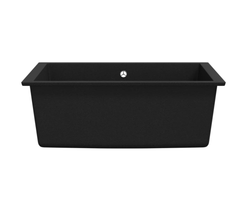 vidaXL virtuves izlietne ar noteci, melns granīts