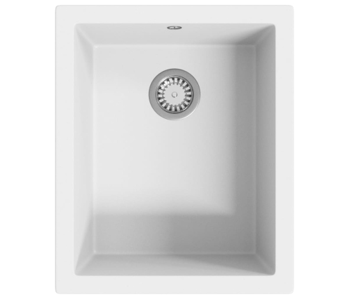 vidaXL virtuves izlietne ar noteci, balts granīts