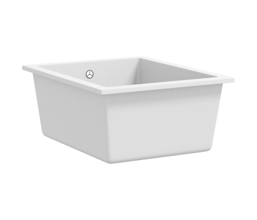 vidaXL virtuves izlietne ar noteci, balts granīts