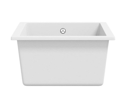 vidaXL virtuves izlietne ar noteci, balts granīts