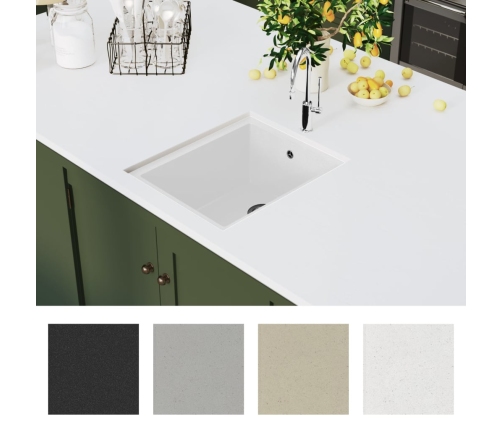 vidaXL virtuves izlietne ar noteci, balts granīts