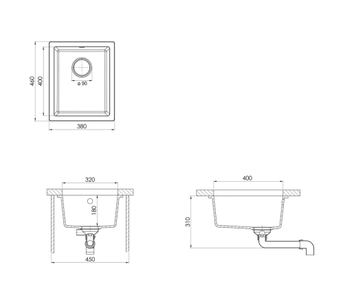 vidaXL virtuves izlietne ar noteci, balts granīts
