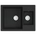vidaXL virtuves izlietne ar noteci, 2 bļodas, melns granīts