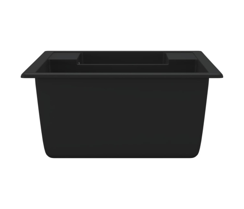 vidaXL virtuves izlietne ar noteci, 2 bļodas, melns granīts