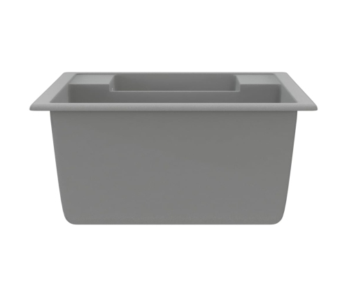 vidaXL virtuves izlietne ar noteci, 2 bļodas, pelēks granīts