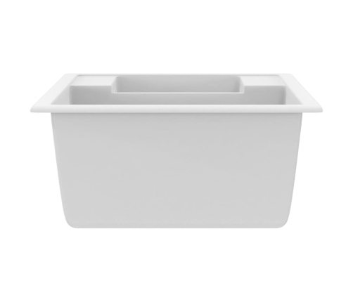 vidaXL virtuves izlietne ar noteci, 2 bļodas, balts granīts